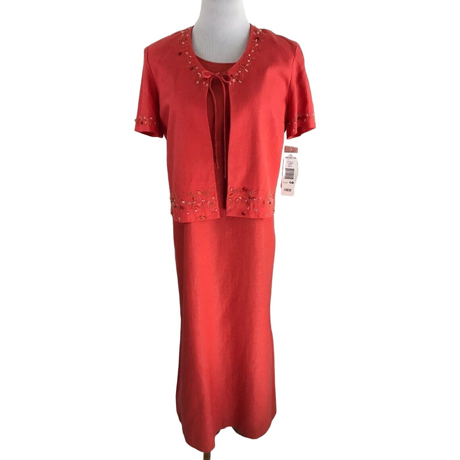 Positive Attitude Jacket Dress Ankle Length Embellished Sz 10P NWT Vintage