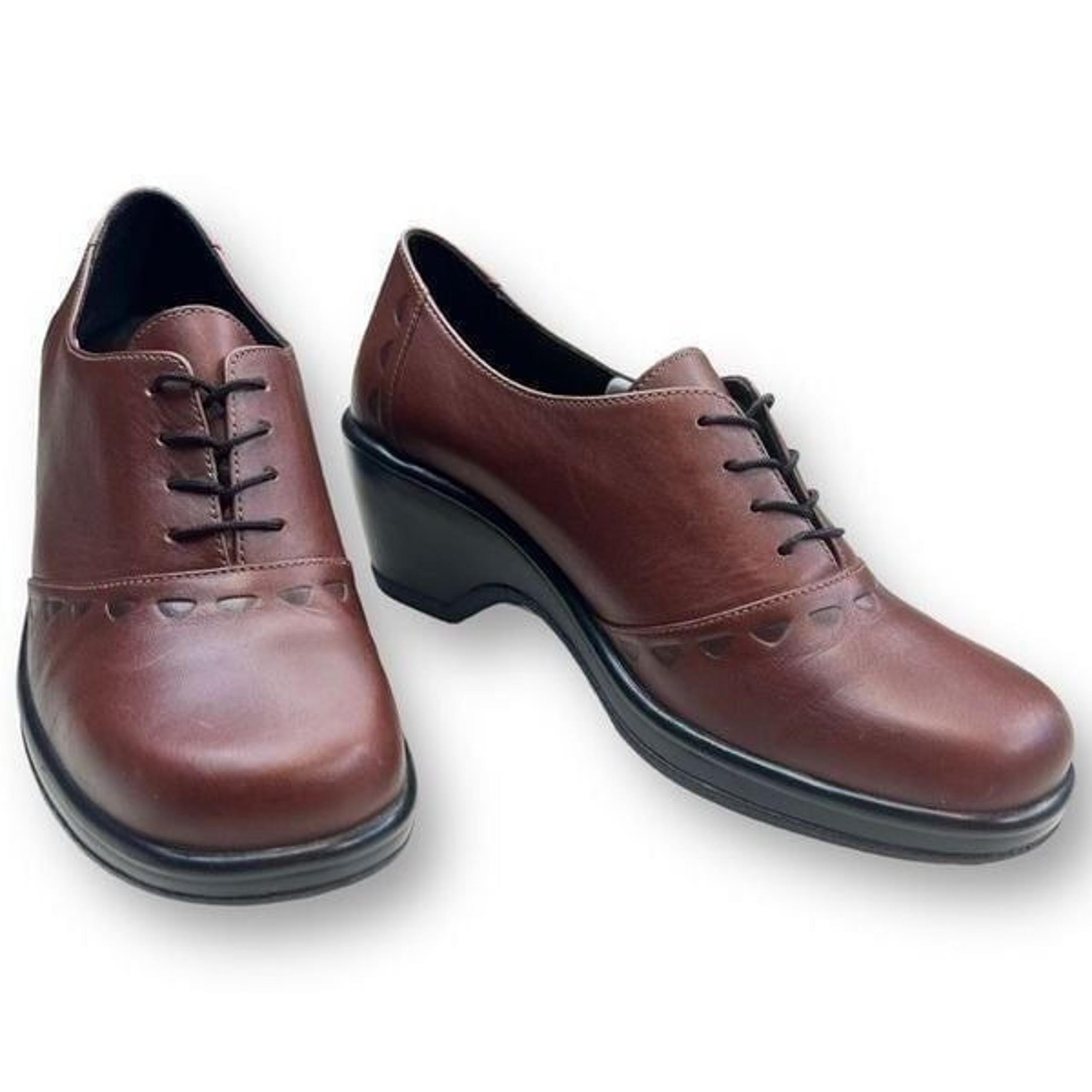 Dansko Shoes Womens 40 US 9.5 Casual Pump Oxford Wedge Brown Leather Lace Up