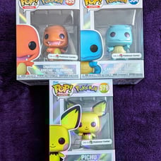 Funko Pop Pokemon Pearlescent Charmander & Squirtle & Pichu