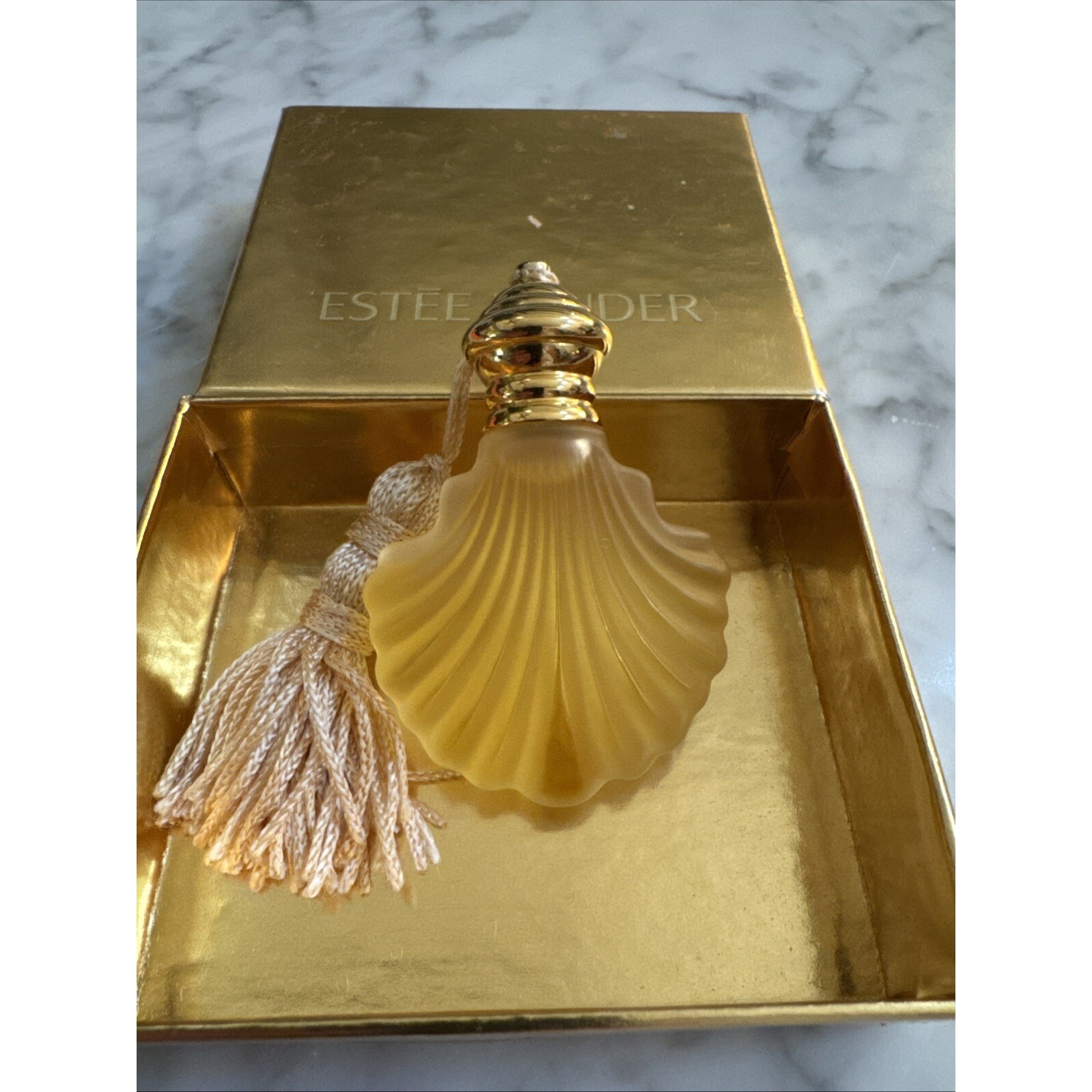 Estee Lauder WHITE LINEN Shell Flacon Bottle PERFUME .25 oz Discontinued VTG