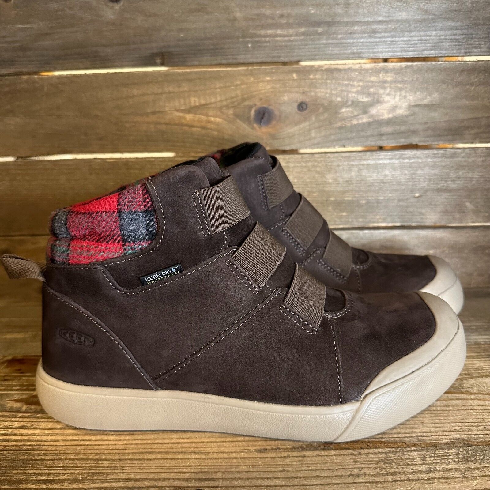 New Womens Keen Elle Mid Brown Leather Insulated Waterproof Sneakers Shoes 7.5 M