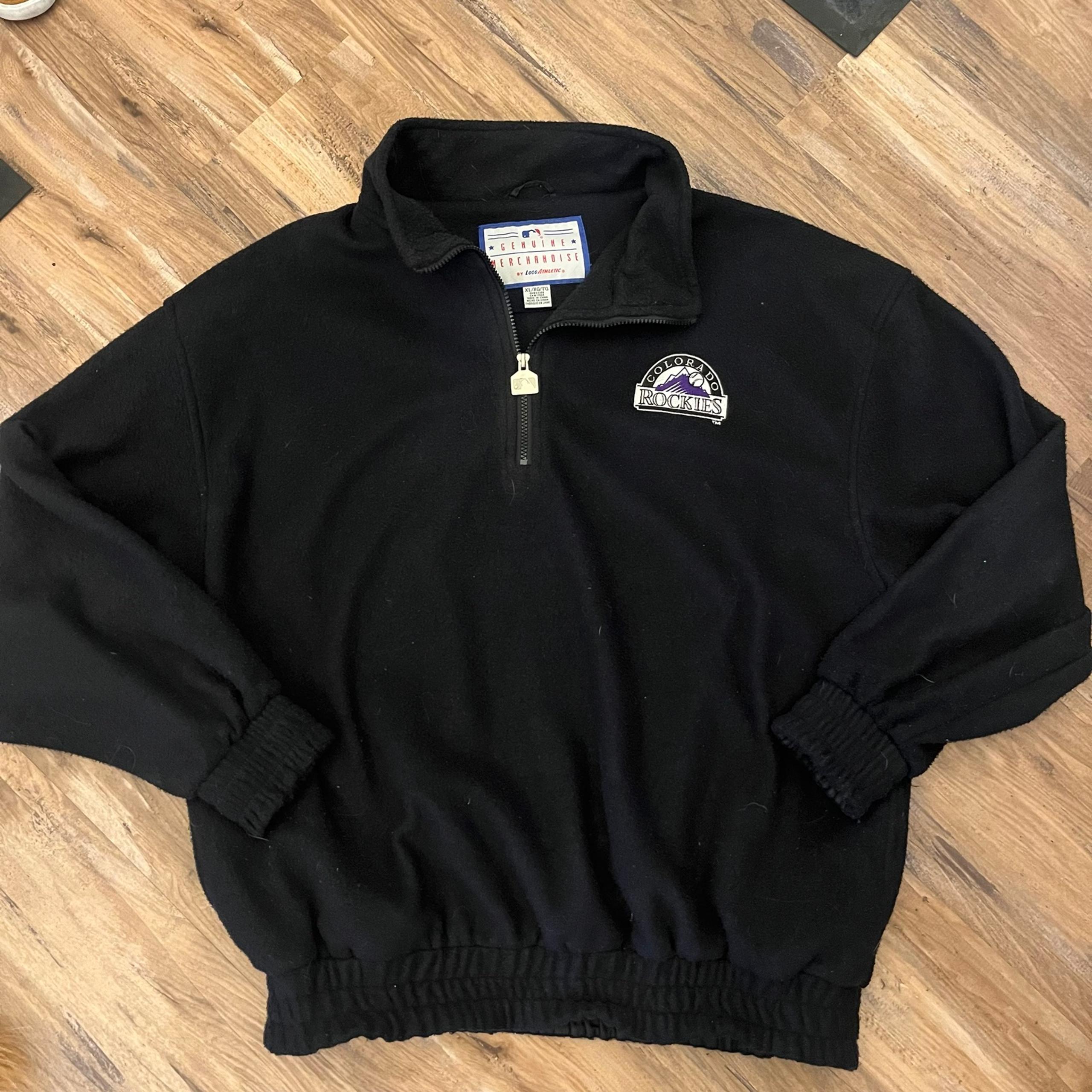 Men’s vintage 90s logo athletic Colorado Rockies half zip fleece pullover sz XL