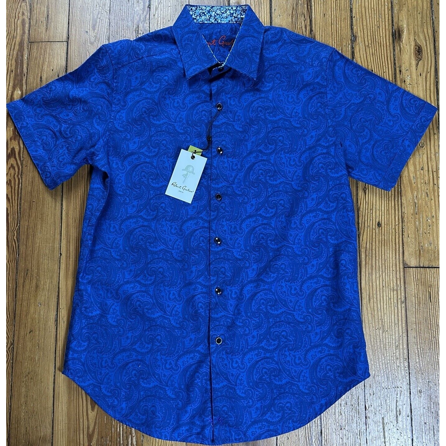 Robert Graham NWT Shirt Adult Small Classic Fit Blue Paisley Button Up
