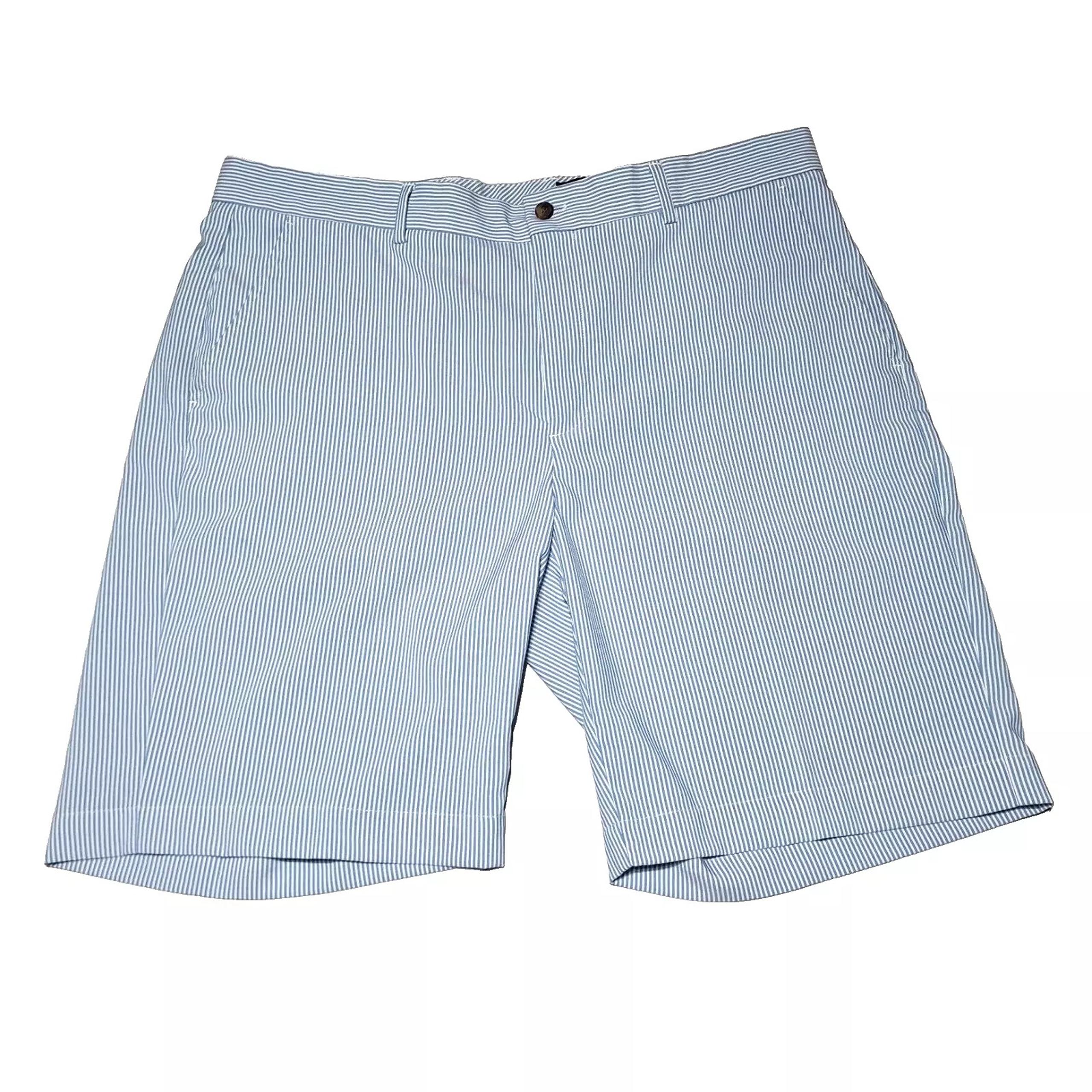 Greg Norman Shorts Men' s 38 Blue Seersucker Casual Striped Summer sports NWOT