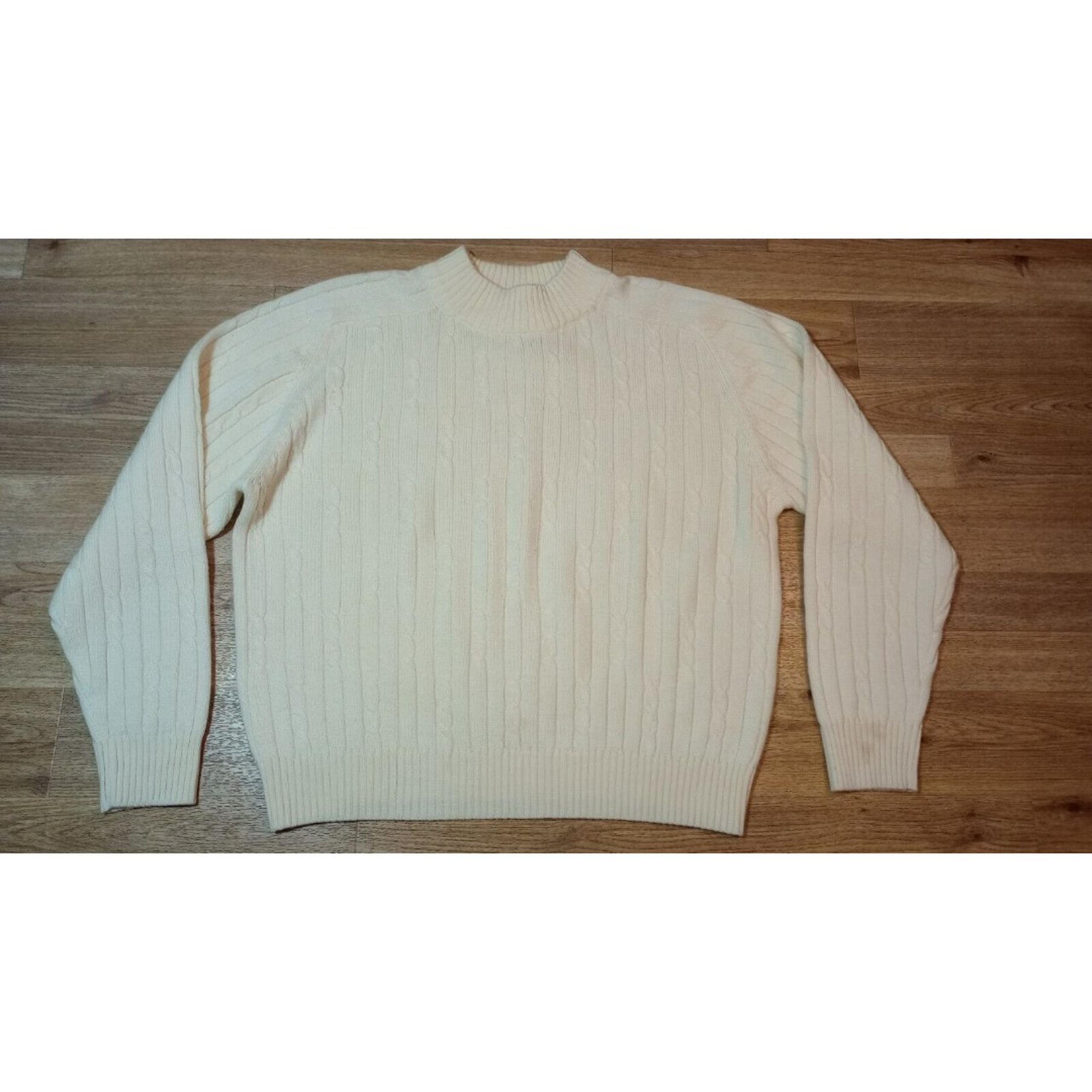 Vintage Alfred Dunner Sweater Womens Large Wool White Cable Knit Granny Cottage