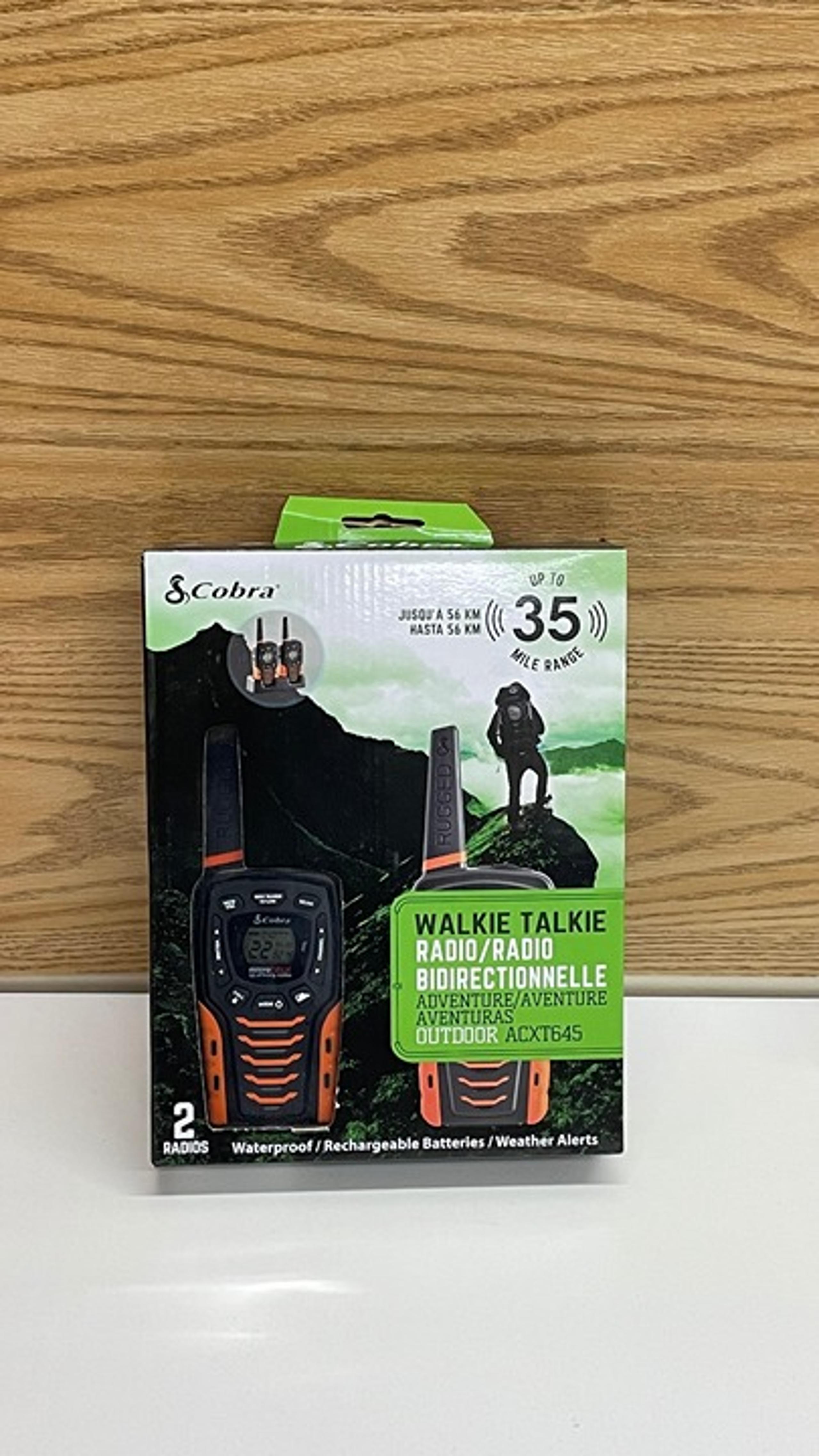 COBRA ACXT645 Walkie Talkies WaterProof Rechargeable 35-Mile 2-Way Radios 2 Pack