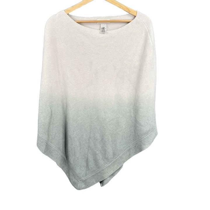 Barefoot Dreams CozyChic Ultra Lite Ombre Poncho Blue White One Size