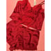Victoria's Secret M,L CAMI SET top+SHORTS RED lace buttons VALENTINE Pajamas PJ