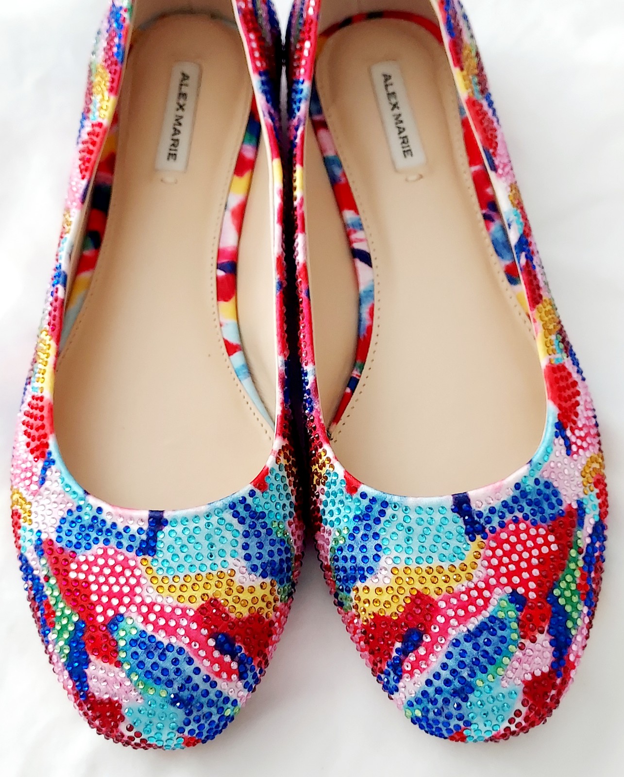Alex Marie Shoes Altanatwo Multi Print Rhinestone Ballet Flats Size 6.5 As New
