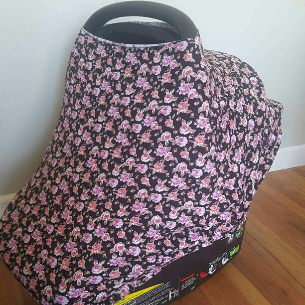 Floral on black car seat cover