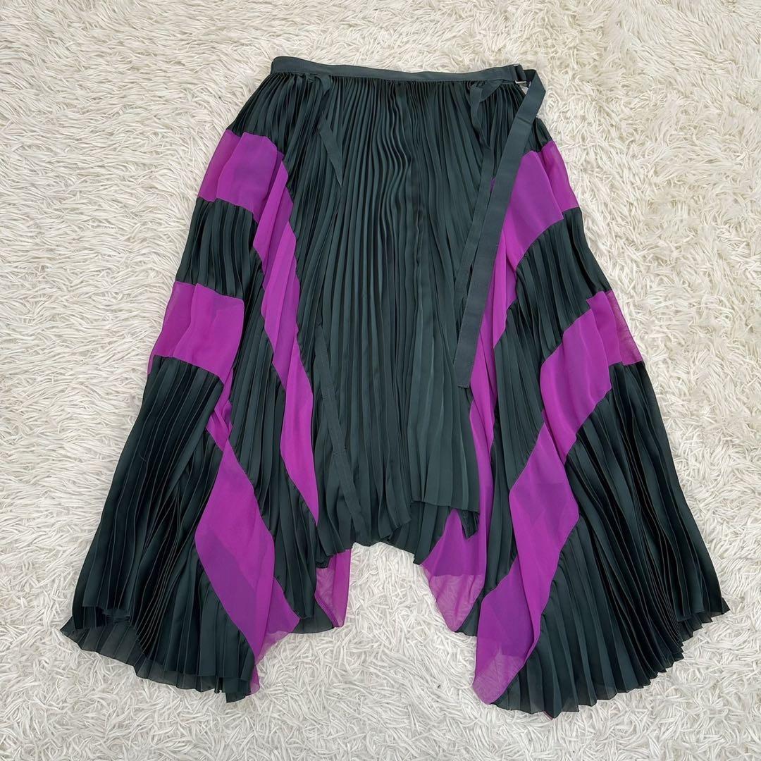 【SACAI】Sacai 1 S Wrap Skirt Pleated Asymmetrical Irregular Shape