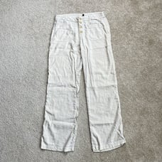 Alp N Rock Wide Leg Linen Pants Women's LARGE White Button Fly Trousers Pockets