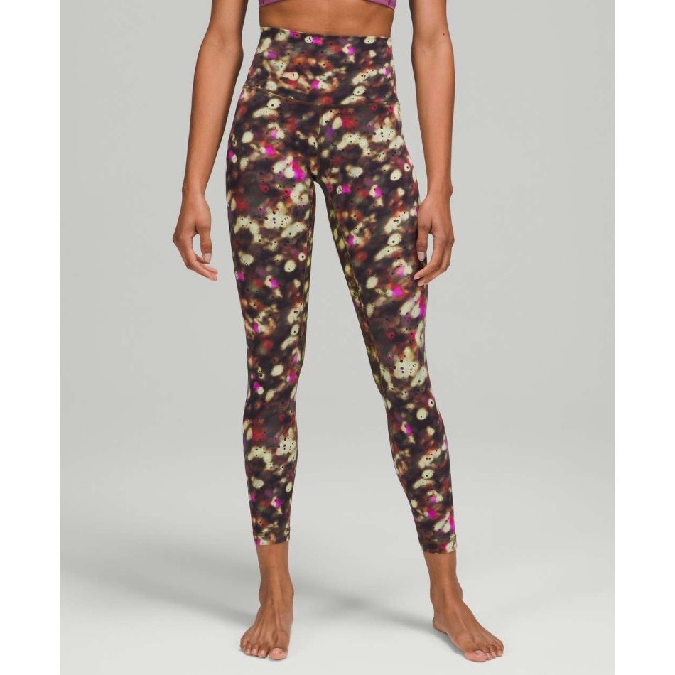 Lululemon Soft Focus Splatter Green Align High Rise Pant 25” Leggings Size 4