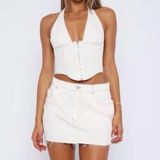 Secret identity bustier white fox