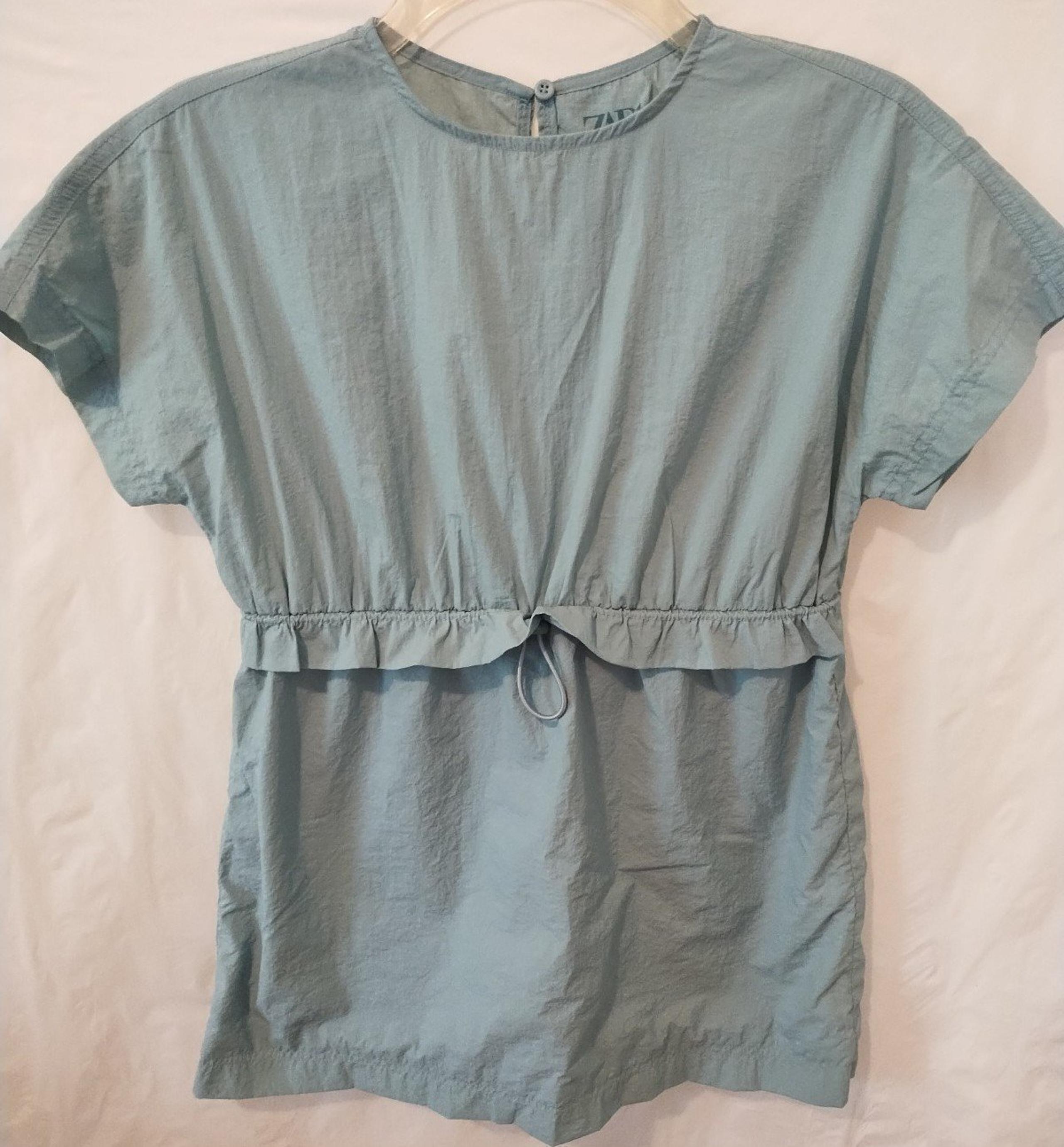 ZARA SEA GREEN NYLON SHORTSLEEVE ELASTICIZED WAIST MIDI ROMPER GIRLS SIZE 6-7Y