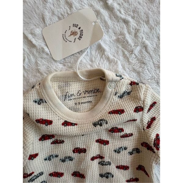 Fin and Vince Derby Printed Waffle Bodysuit Size 0-3 Months NWT