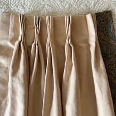 Custom Drapery Panels Linen? 96”L Light Khaki With Side Trim Lined (Pair 2)