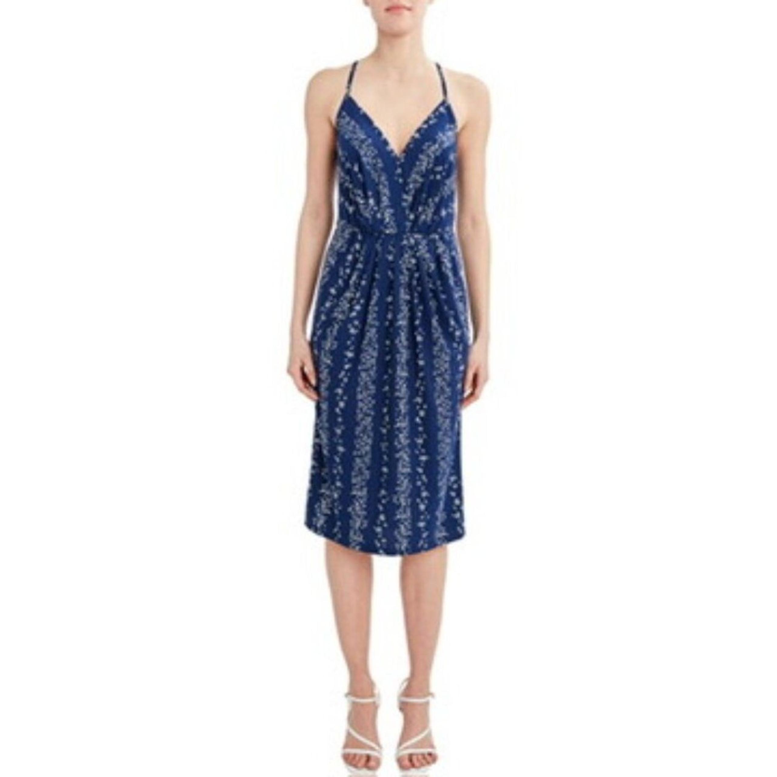 BCBG Paris Women's Draped Midi Dress Navy Floral | Small