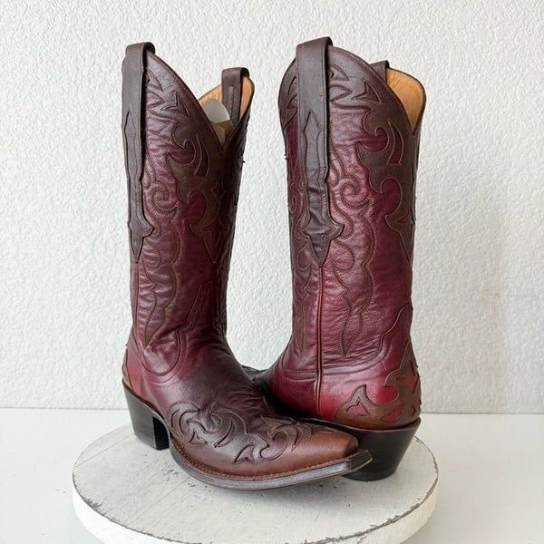Rod Patrick Womens Cowboy Boots Sz 7B Red Brown Leather Western Cowgirl 12 Tall