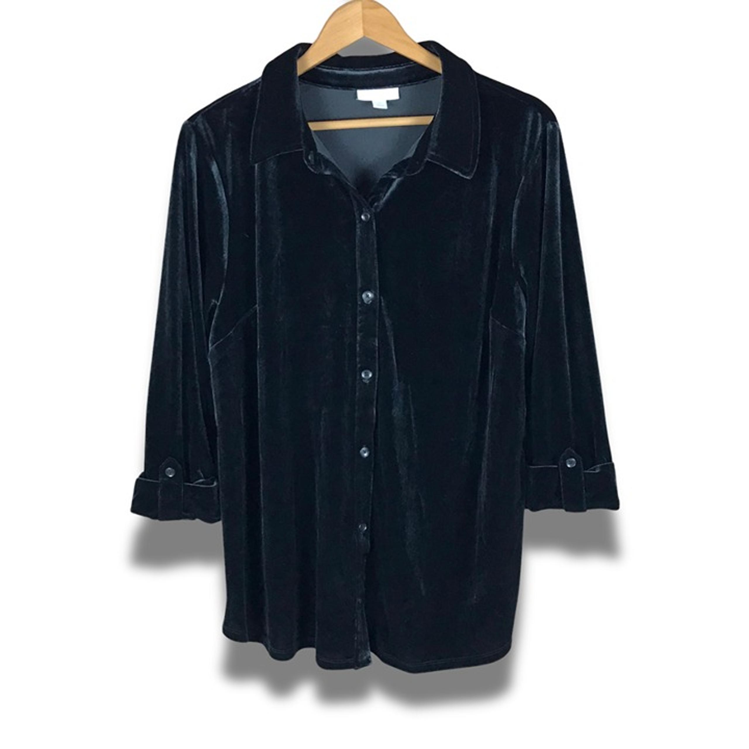 CHARTER CLUB Women's Back Velvet Button-Down Shirt NEW XL