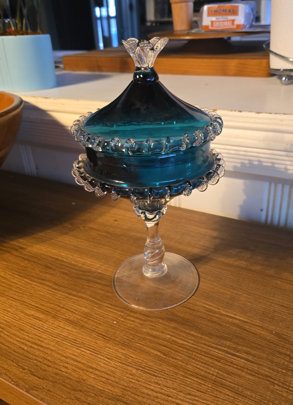 1920s Empoli Teal Candy Dish