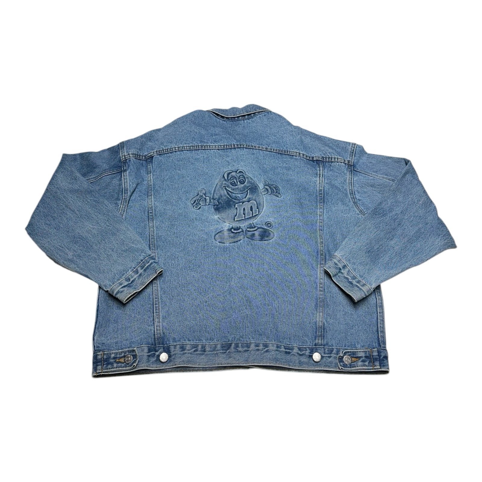 Vintage M&Ms Candy Denim Jean Jacket Men's Size L Planet Mars 90s Trucker Retro
