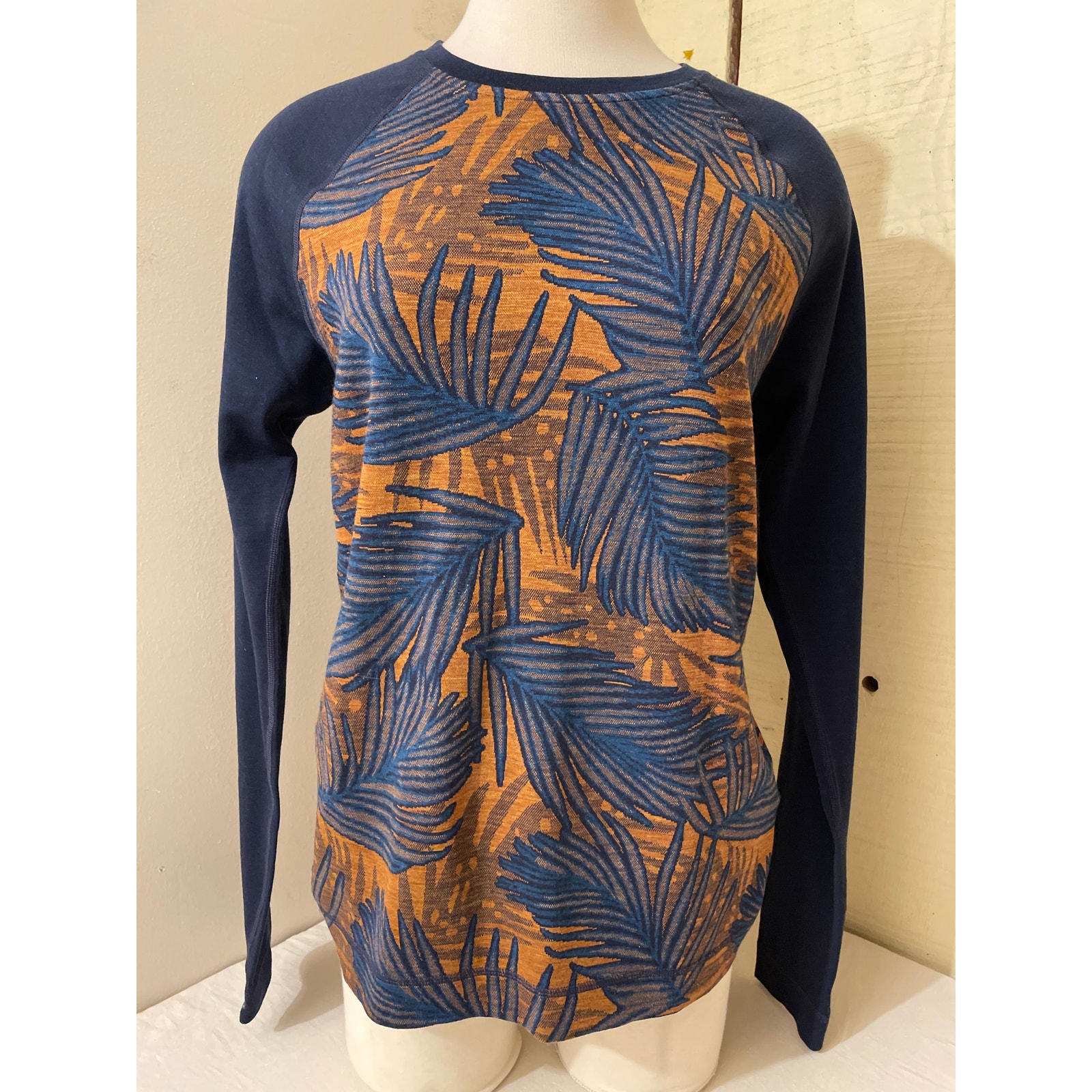 Smartwool Women's XL Merino Baselayer 250 Deep Navy Palm Wool Long Sleeve NWT