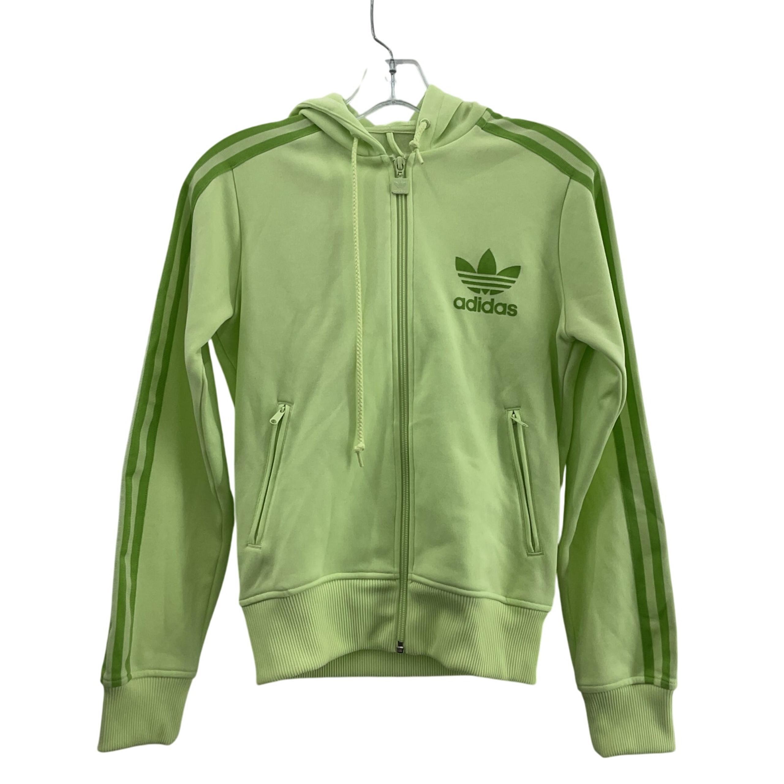 Adidas Women's Small Light Green Striped Full Zip Hoodie Polyester Preowned