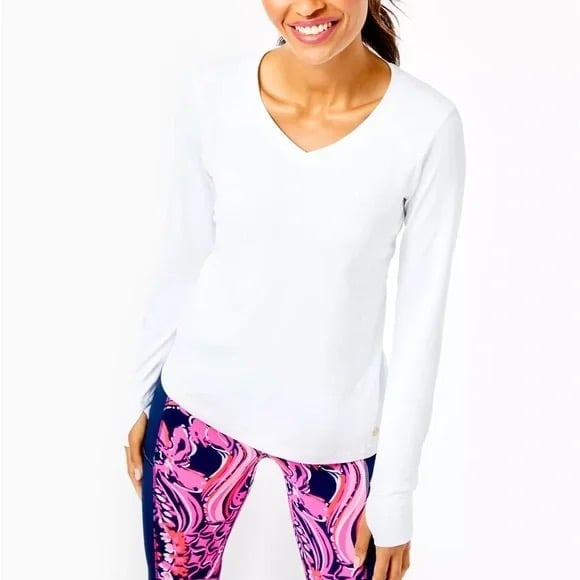 New Lilly Pulitzer UPF 50+ Luxletic Renay Sunguard Resort White Size Small
