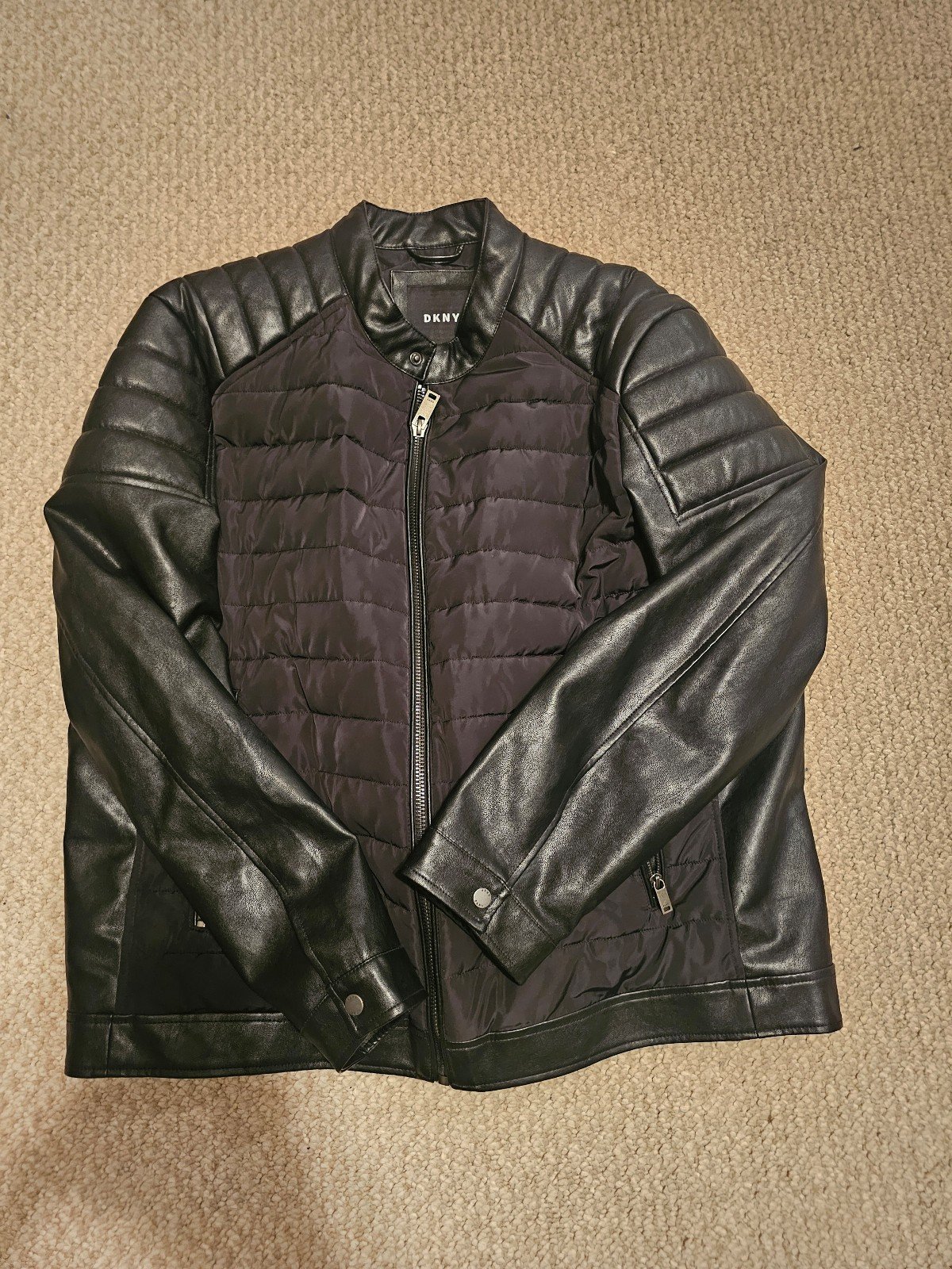 DKNY Mixed Media Quilted Racer Men's Jacket