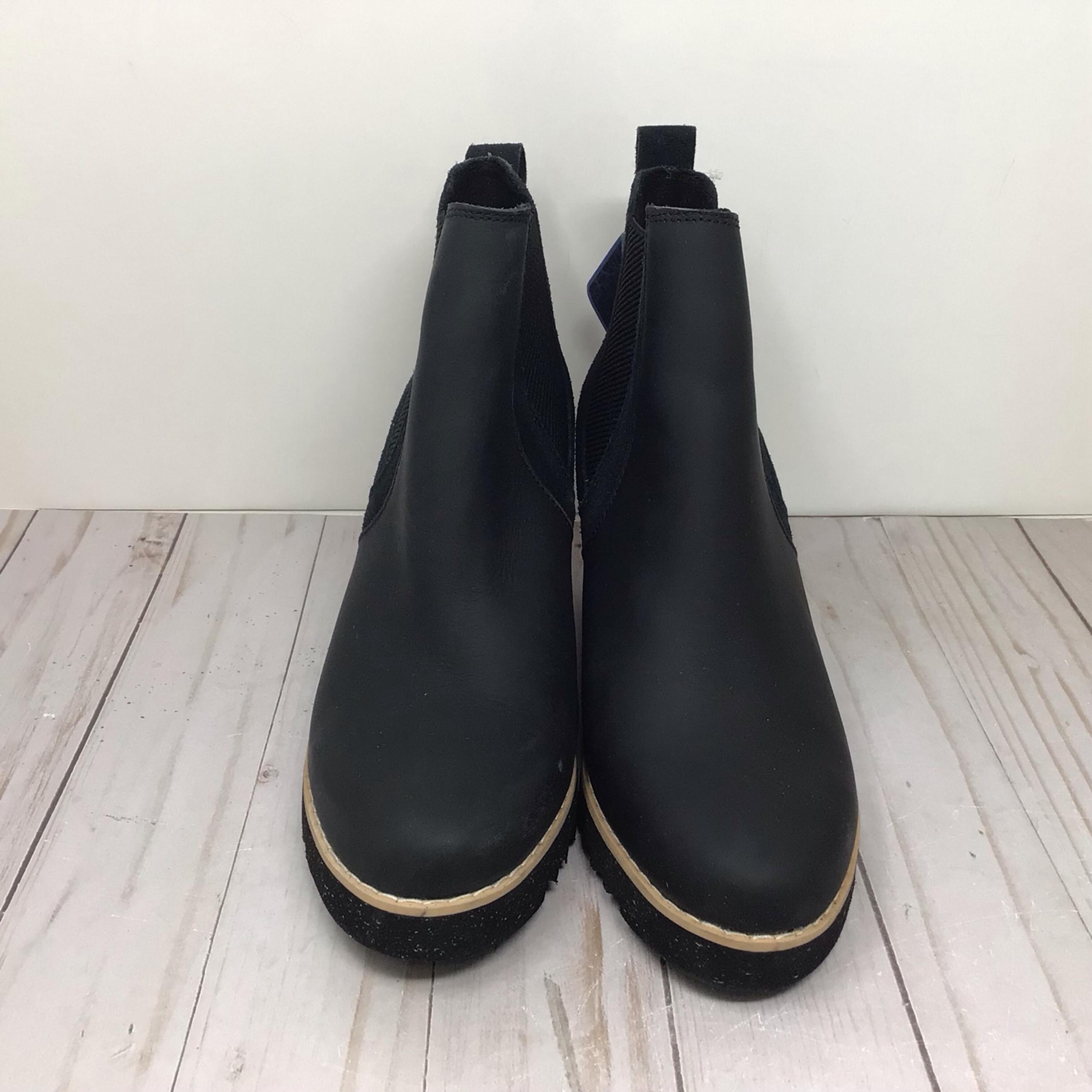 TOMS Womens Maddie Wedge Heel Bootie Black Size 6 Leather Suede Boot #00874