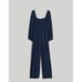 Merrell Lucie Tie-Back Long-Sleeve Jumpsuit in Carmine Floral Women's Blue 6