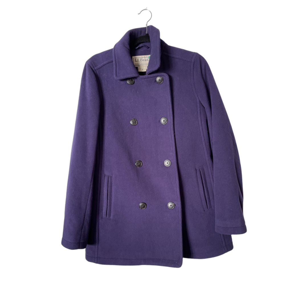 L.L. Bean Blue Cozy Fleece Pea Coat M
