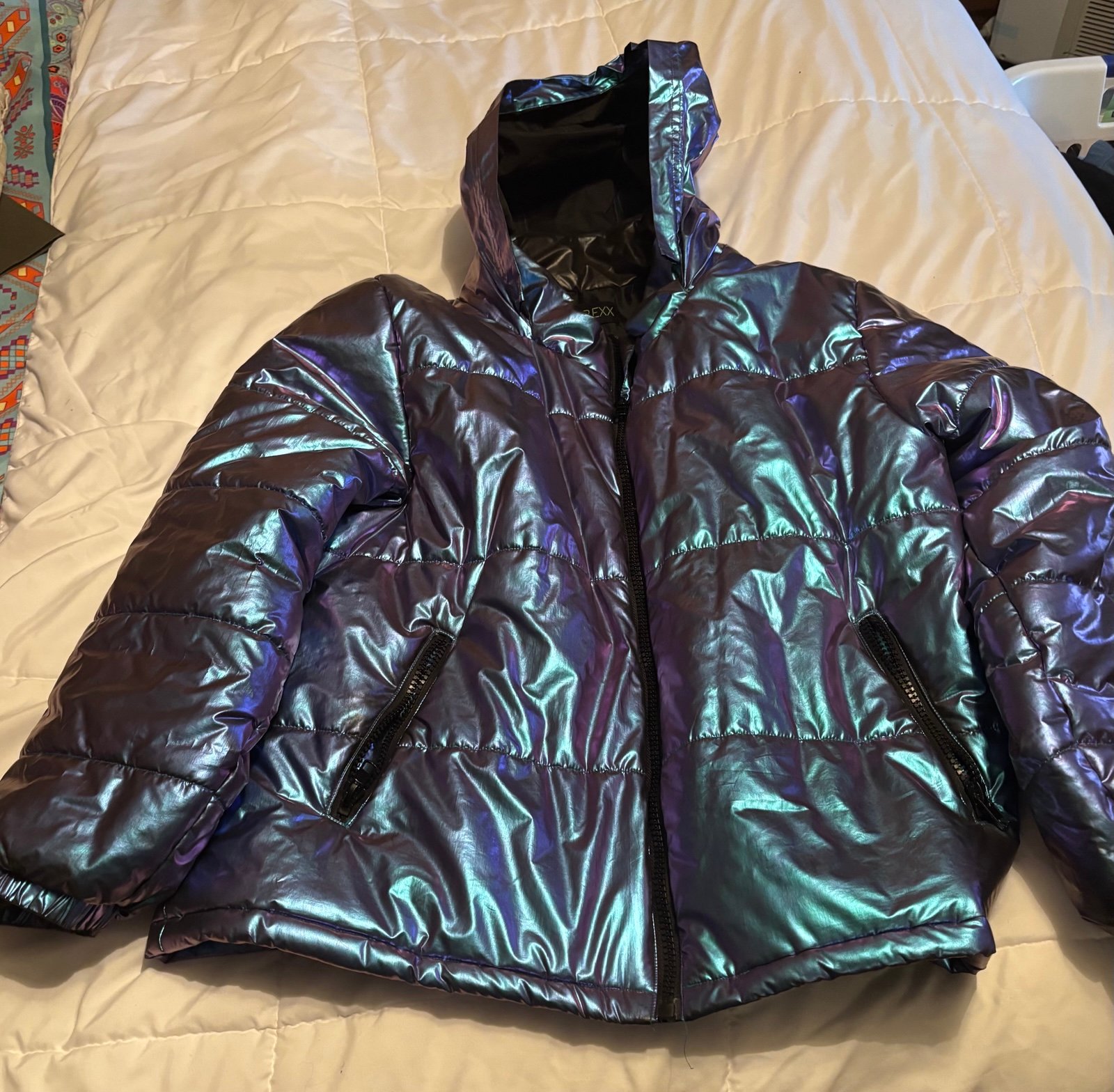 Dolls Kill plus size coat iridescent blueish purple