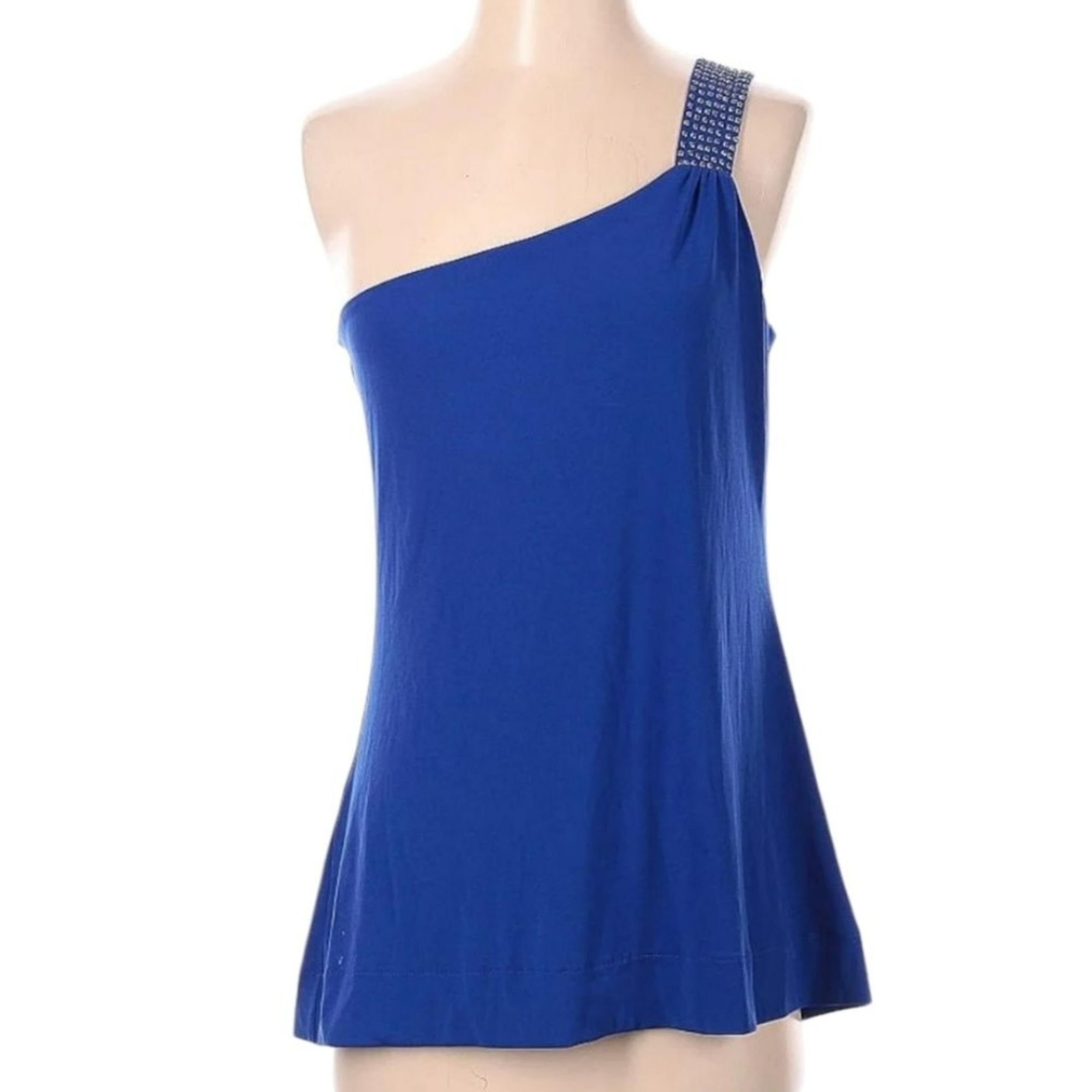 Express Women Sz S Royal Blue One Shoulder Studded Halter Style Top