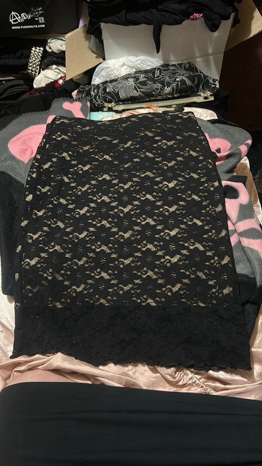 Cute Skirt with Black Lace Overlay