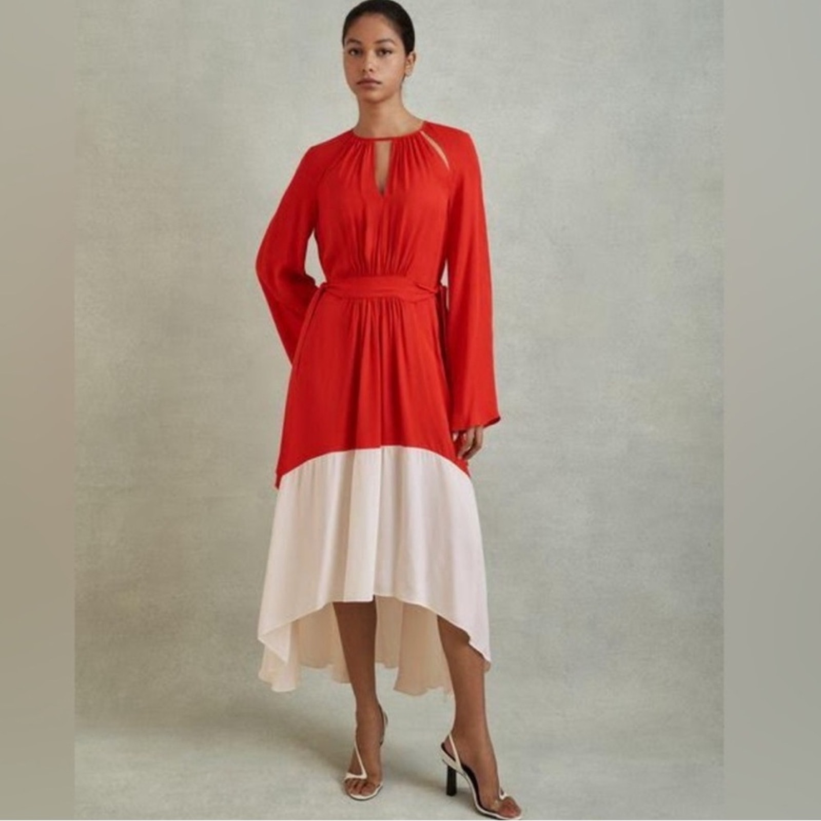 Reiss LUELLA COLOUR BLOCK FIT-AND-FLARE MIDI DRESS *NWT* Size 4