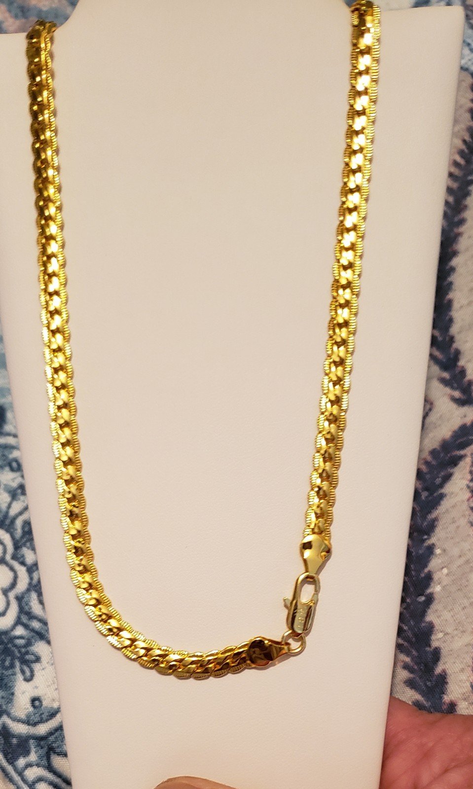 18K YG VERMEIL 20 INCH UNISEX DIAMOND CUT CHAIN NECKLACE