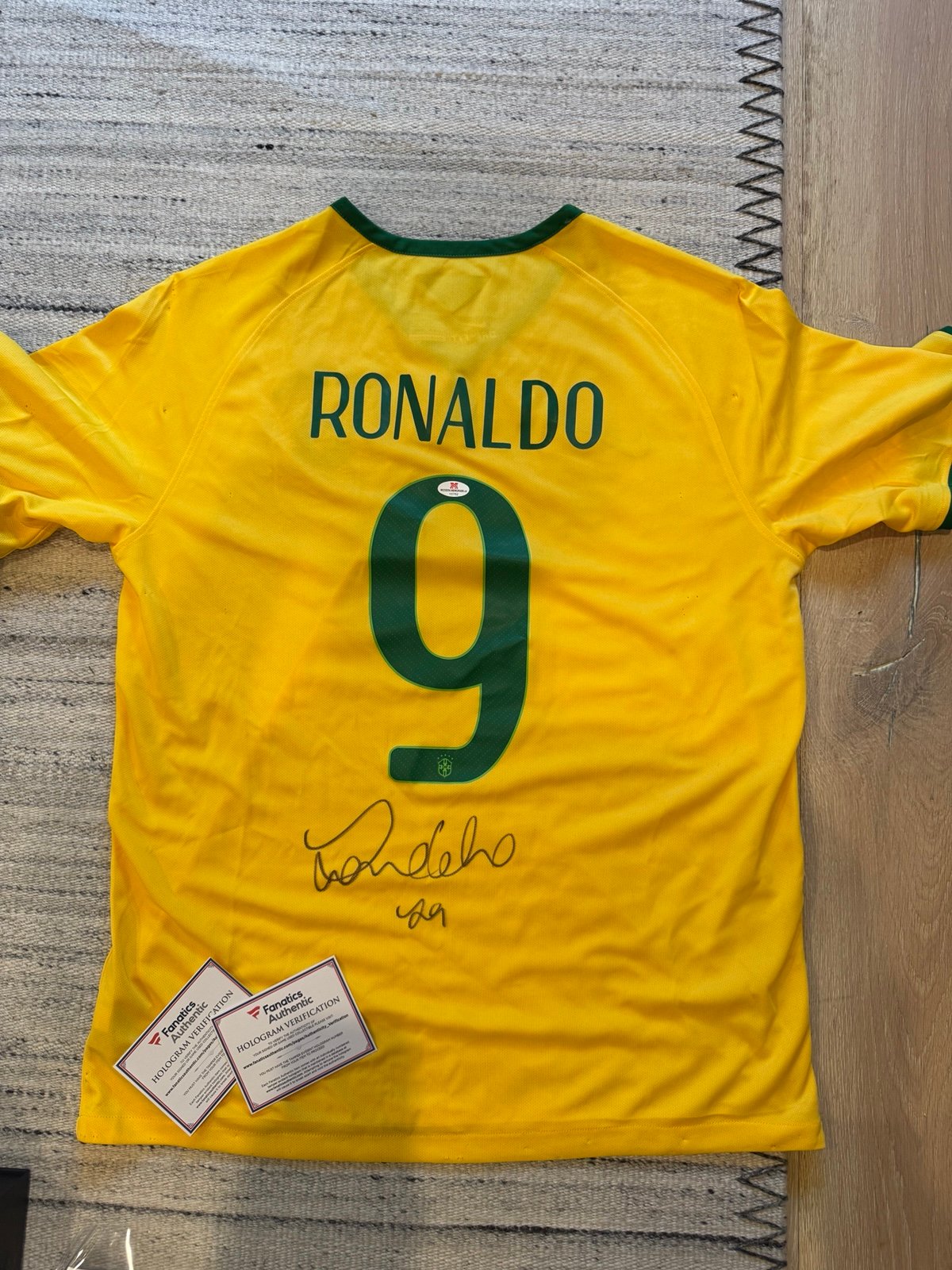 Signed R9 Ronaldo Brazil Soccer Jersey with COA