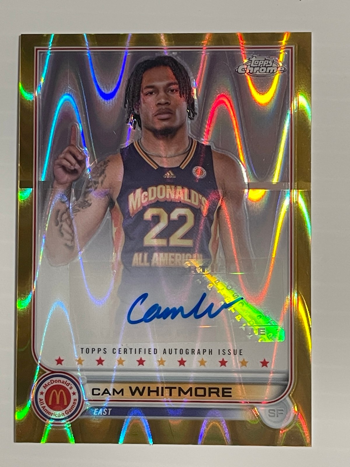 2022 Topps Chrome McDonald's Cam Whitmore Gold Wave Refractor #18/50 Auto CA-CW