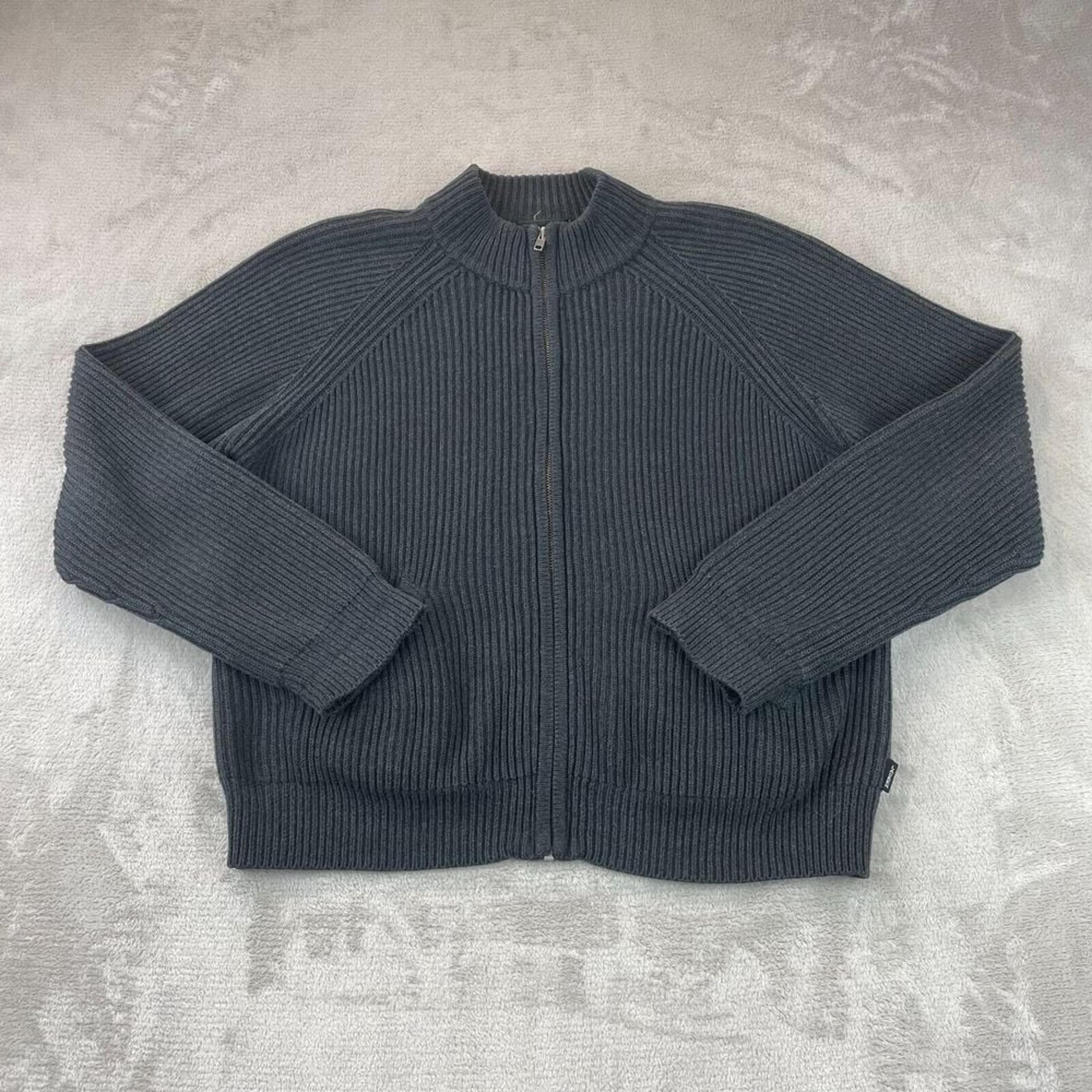 Lauren Ralph Lauren Sweater Women Petite Medium PM Gray Knit Full Zip Outdoor