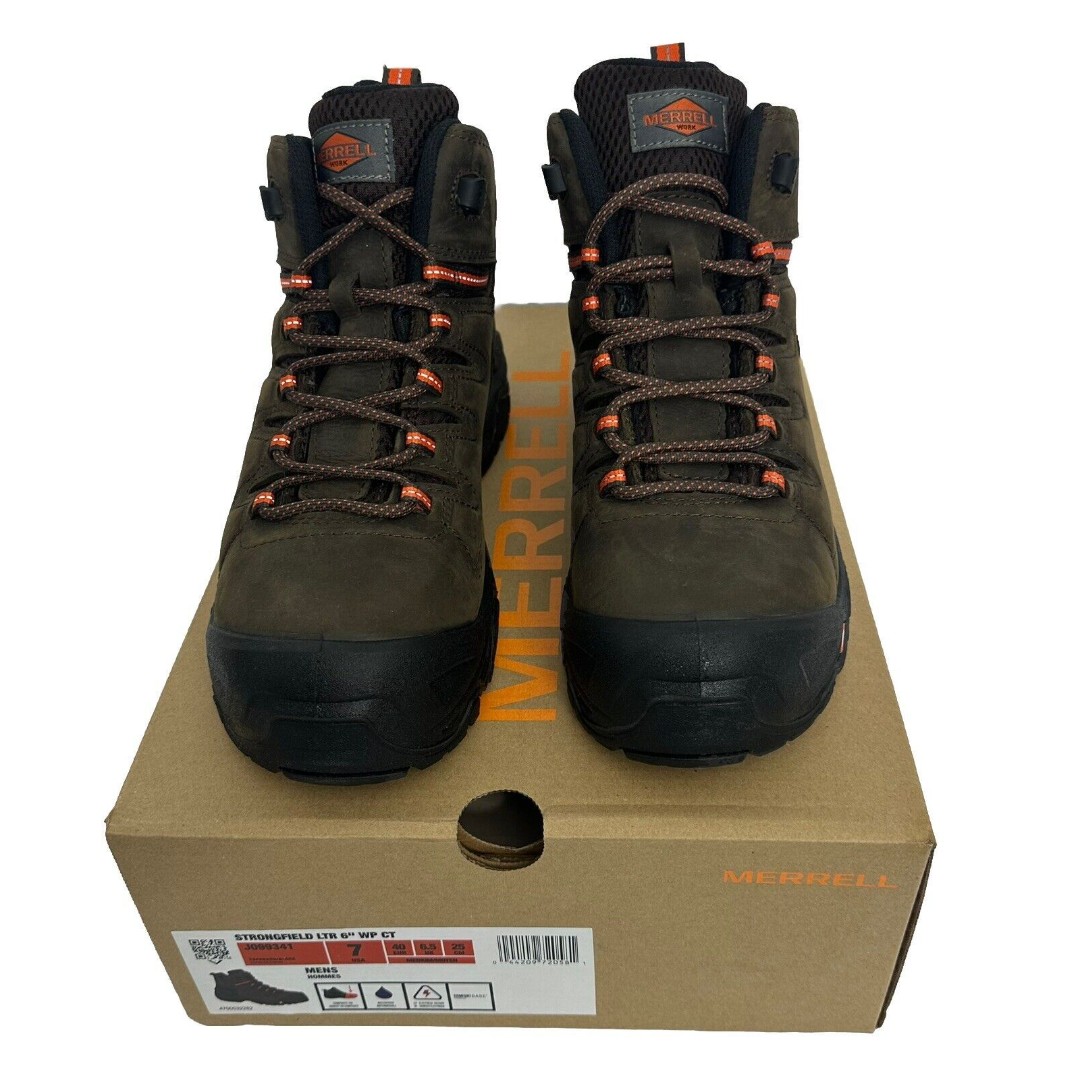 Merrell Men’s Boots Strongfield 6 Composite Toe Waterproof Work Hiker Sz 7 New