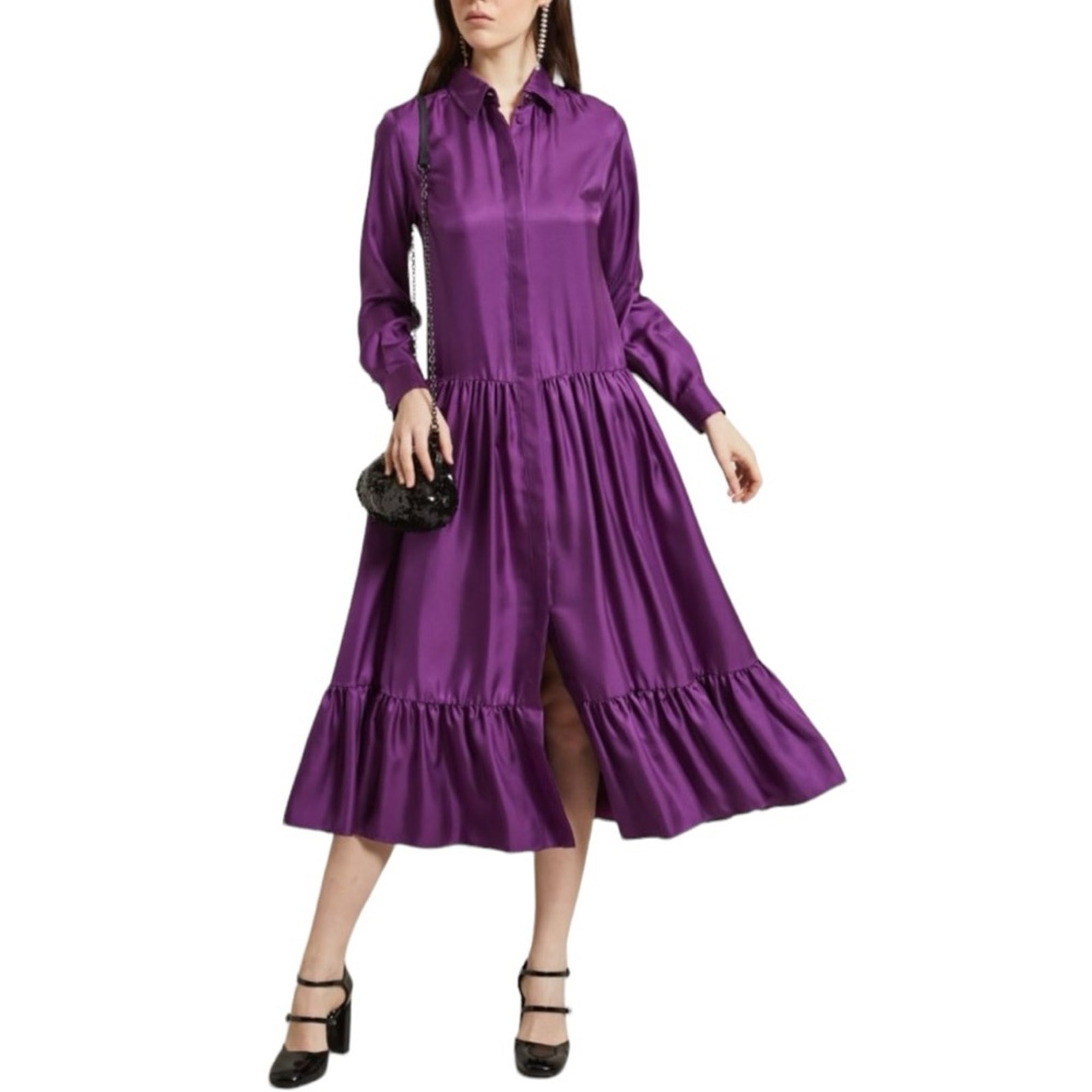 MaxMara Silk Long Sleeve Midi Dress New Retails 1310