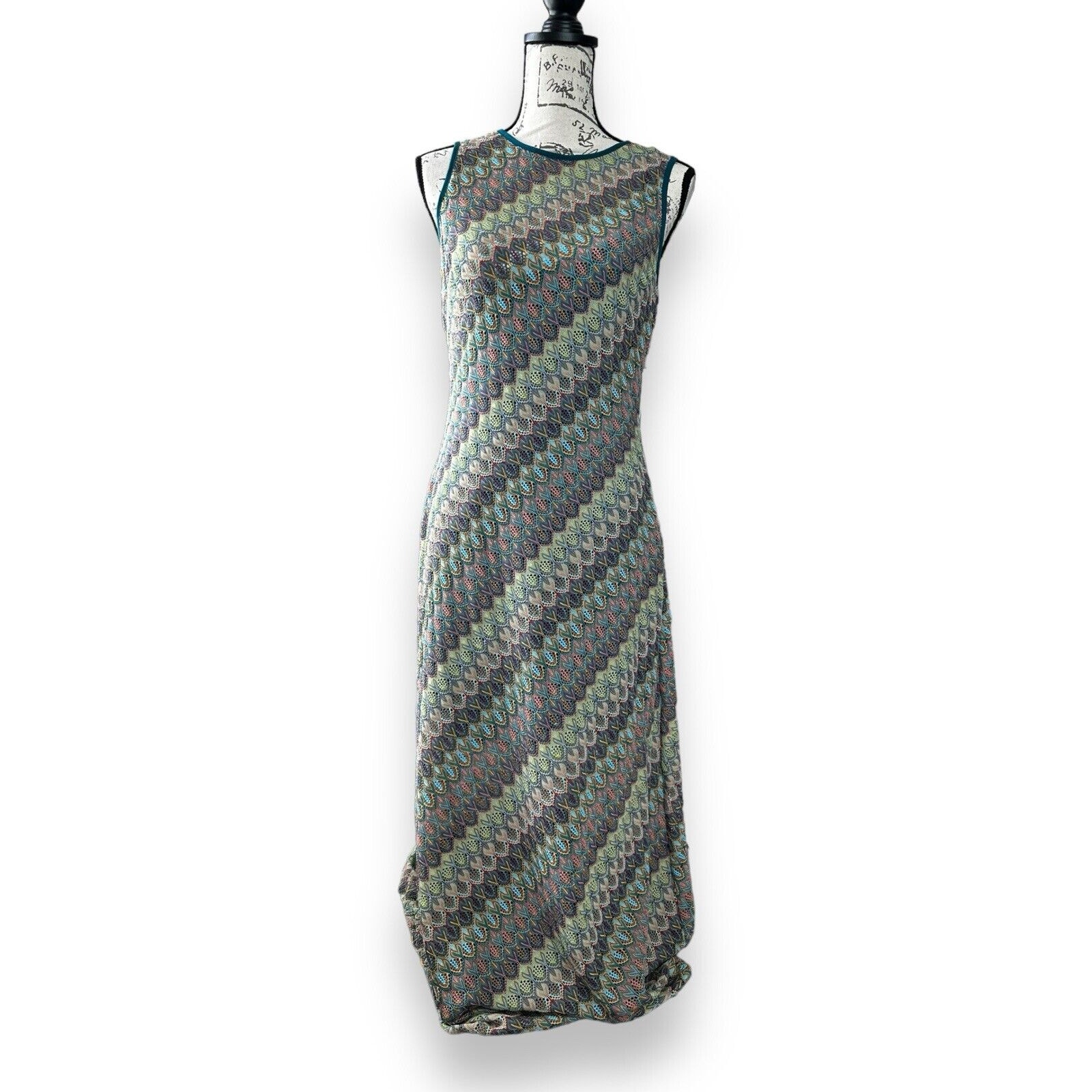 New Donna Morgan Multicolor Cutout Stripe Knit Midi Tank Dress Size 10