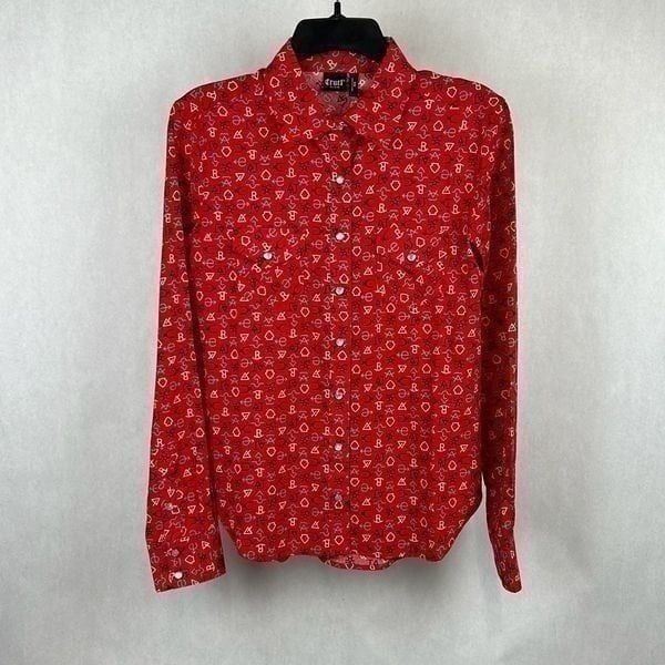 NWT Cruel Denim Snap Button Front Shirt Long Sleeve Sz XS Red Ranch Brands Weste