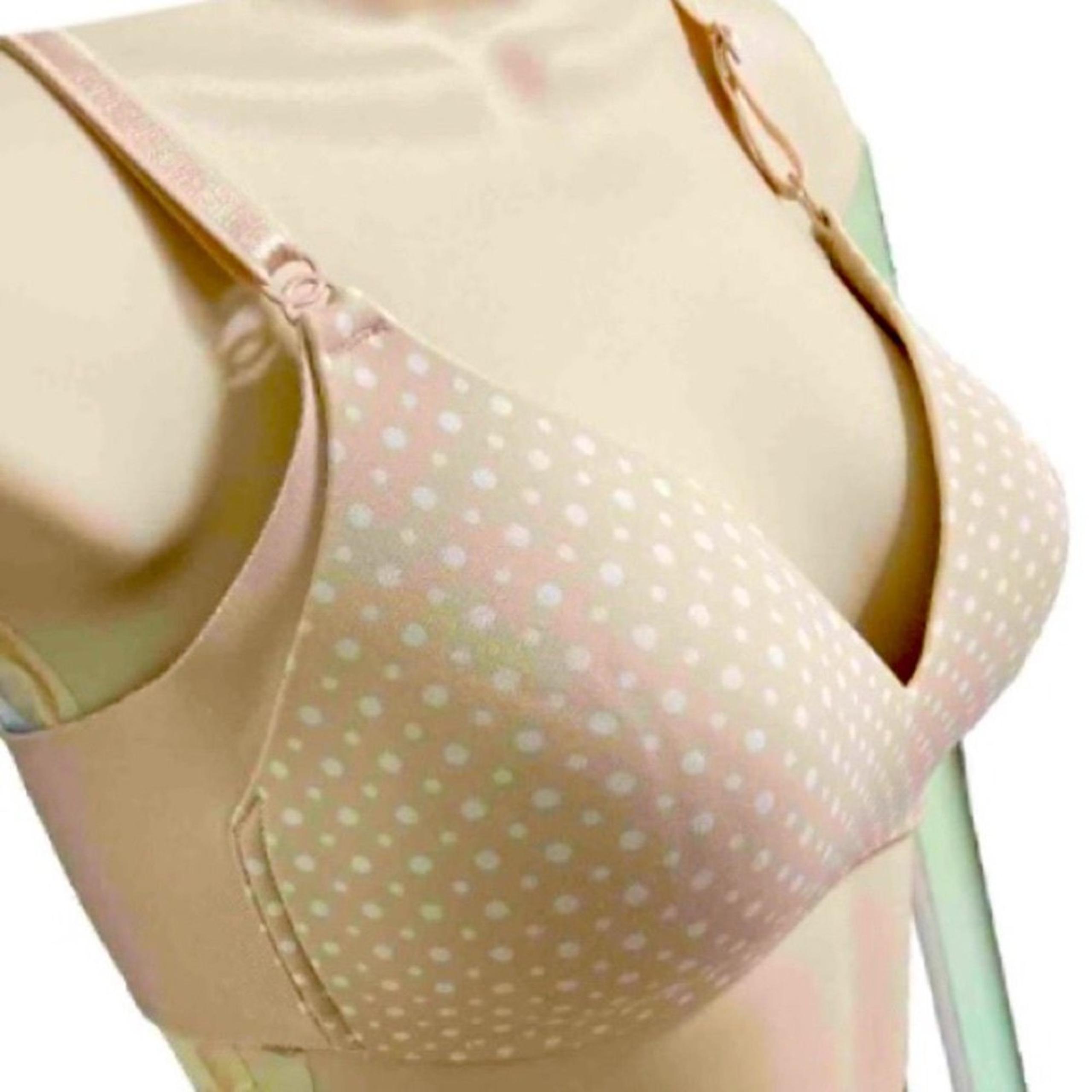 WARNERS  No Side Effects Wire Free White Polka Dot Beige TShirt Bra 36A