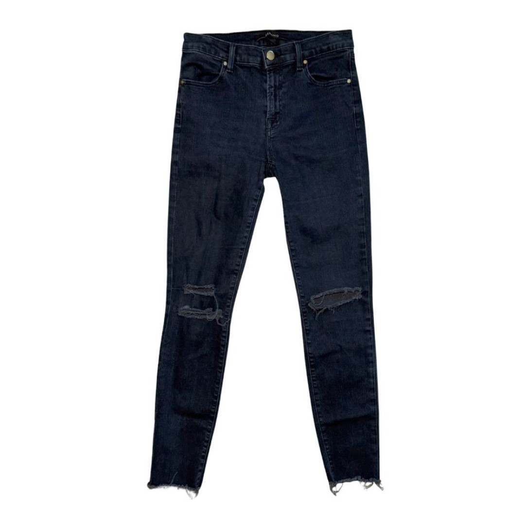 J Brand Cropped Skinny Jeans Distressed High Rise Dark Wash Denim 27