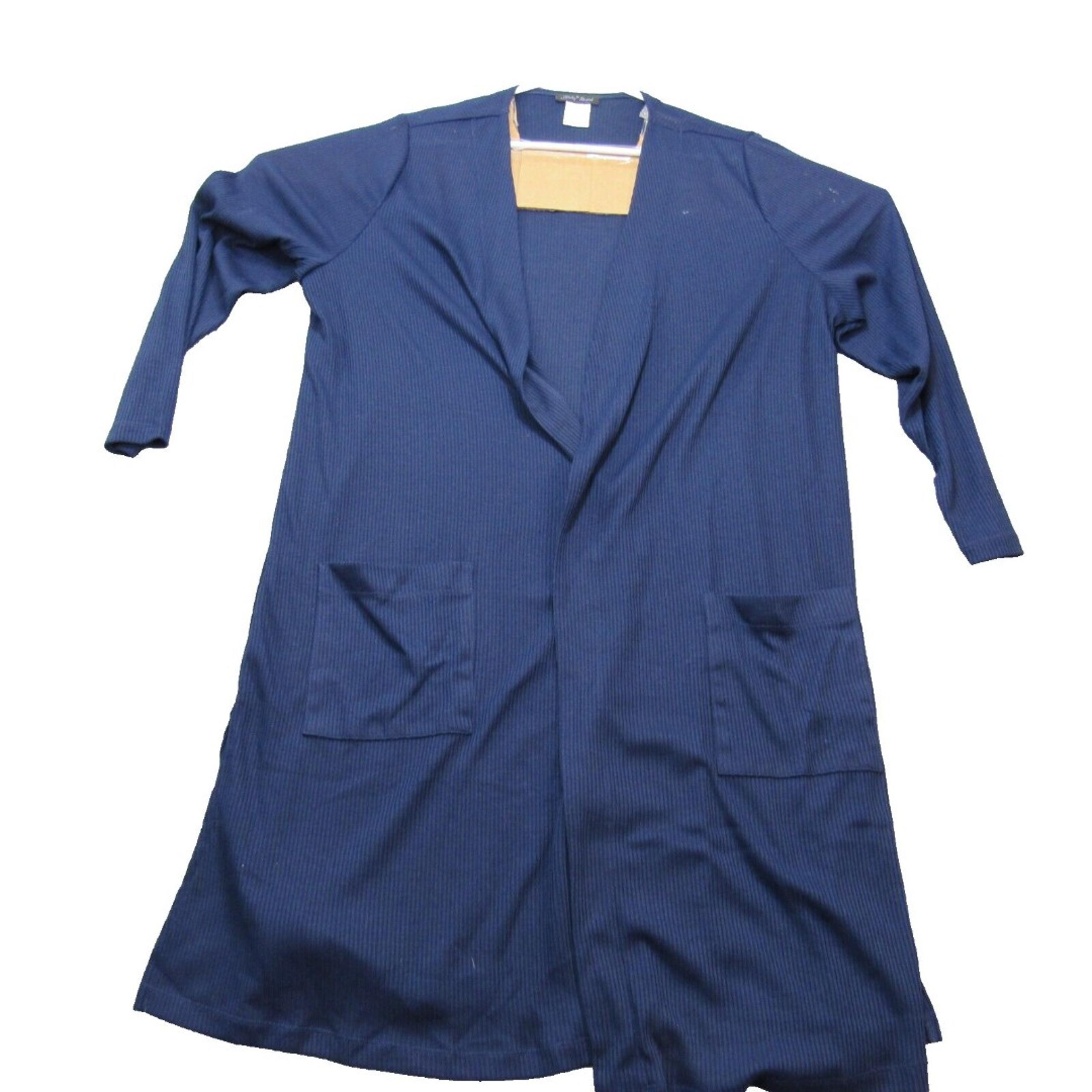 Slinky Brand Sweater Draped Open Front Blue Cardigan Waterfall Knit Women's 1X