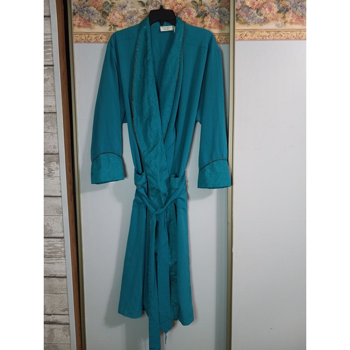 Victoria's Secret XS Gold Label Green Vintage Classic Midi Sexy Pocket Tie Robe
