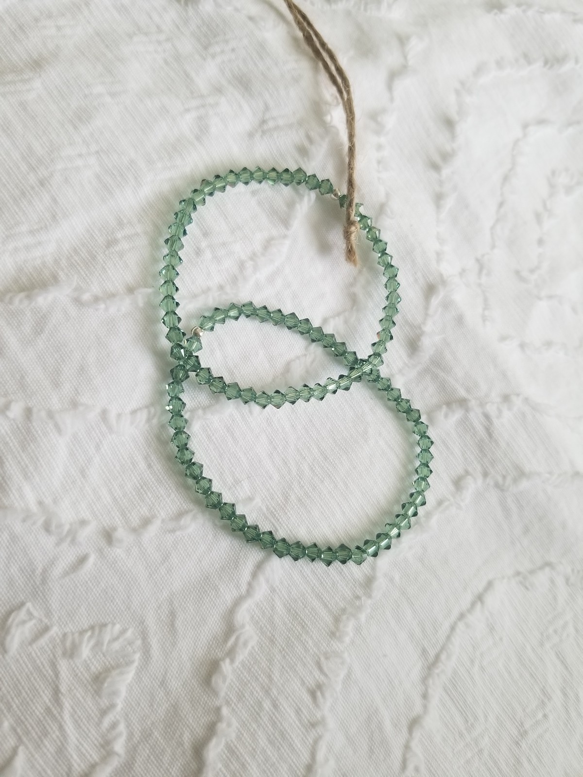 NEW Swarovski Crystal Stax 4mm Sage Green Bicone Shape Bead Bracelet Set
